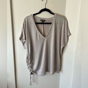 Express Beige V-neck Top - Medium